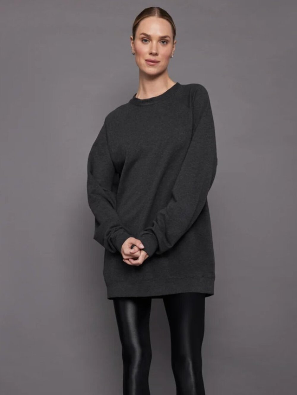 NWT Norma Kamali Oversized Raglan Sleeve Tailored Terry Mini Dress / XS